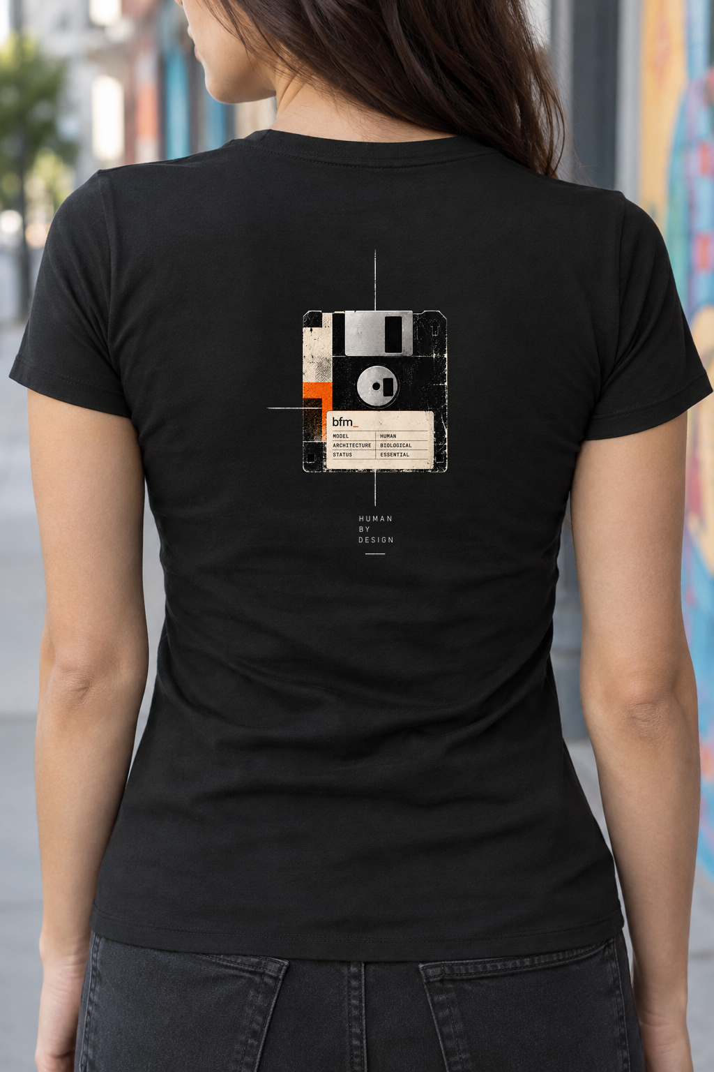 [art:ARCHIVE] BFM ARCHIVE — US Blanks US100 Black, back detail. AI-generated editorial image; not a photograph of the physical product.