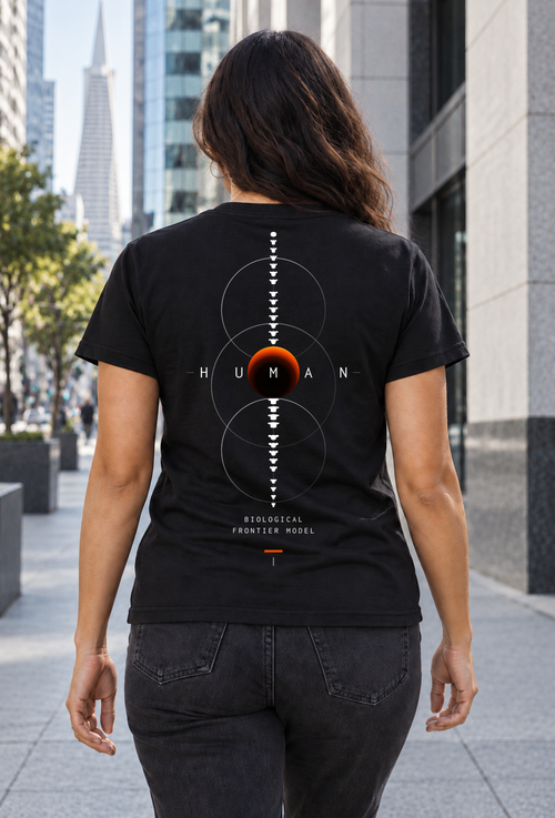 BFM ORIGIN CORE v7 — US Blanks US100 Black, back. AI-generated editorial image; not a photograph of the physical product.