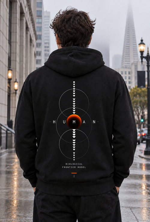 BFM ORIGIN CORE v7 — Bayside BA960 Black, back. AI-generated editorial image; not a photograph of the physical product.