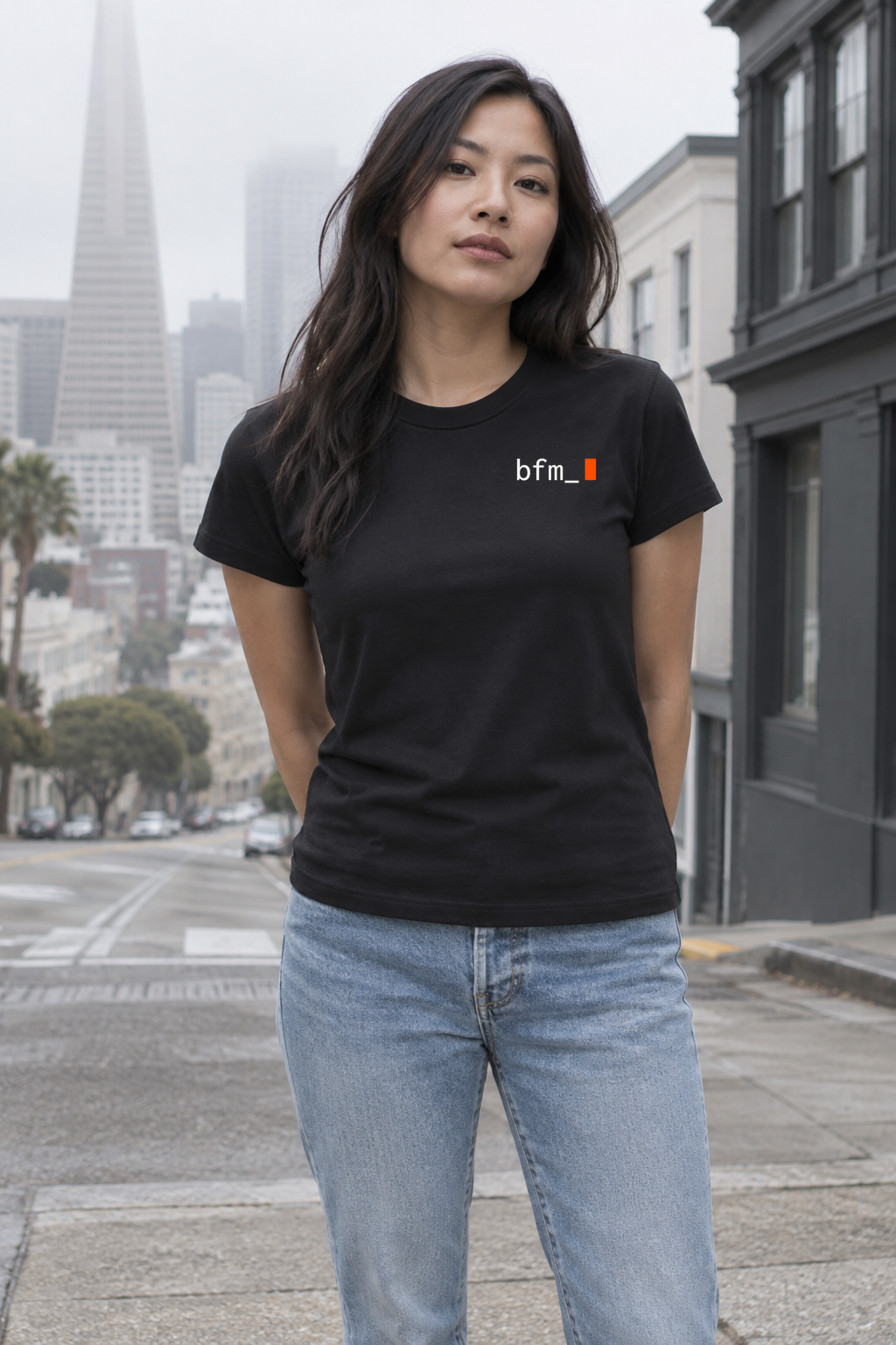 BFM ORIGIN CORE v7 — US Blanks US100 Black, front. AI-generated editorial image; not a photograph of the physical product.